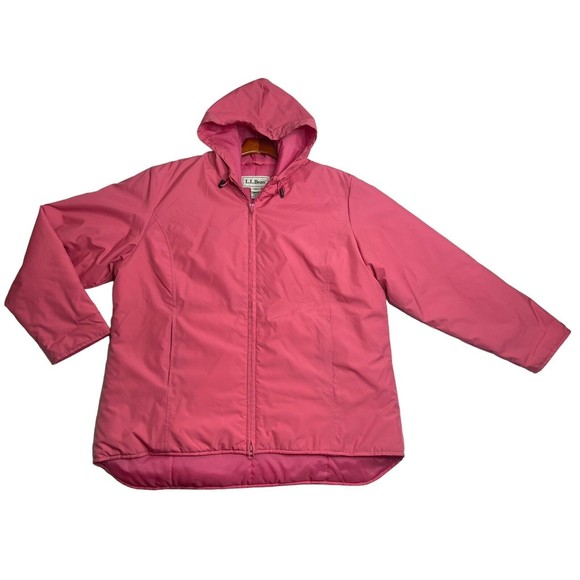 L.L Bean Women’s Rain Wind JacketFull Zip Hooded‎ Pink Windbreaker Reg XL - Picture 4 of 10